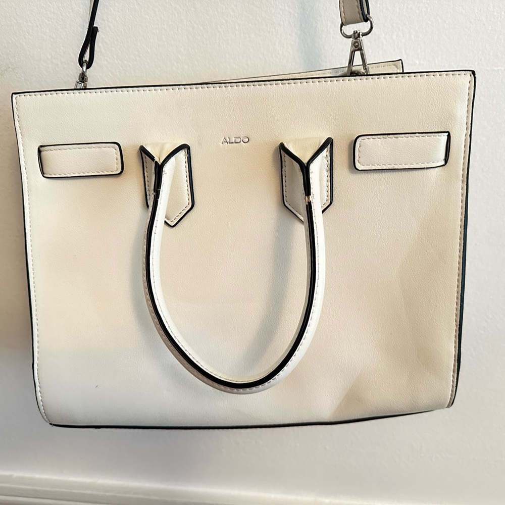 Cream Aldo Purse with black piping. Great used condition - work bag